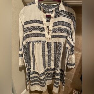 NWOT Civico 51 Made In Italy Cotton Dress Tunic Cotton Aztec Southwestern Boho L